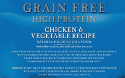 Grain Free Dog Food top of package