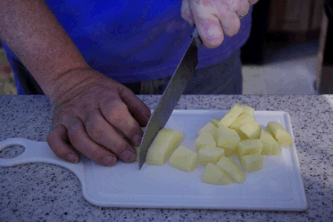 cutting potato