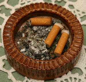 Ashtray with cigarette butts