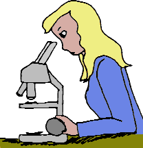 animated drawing looking at microscope